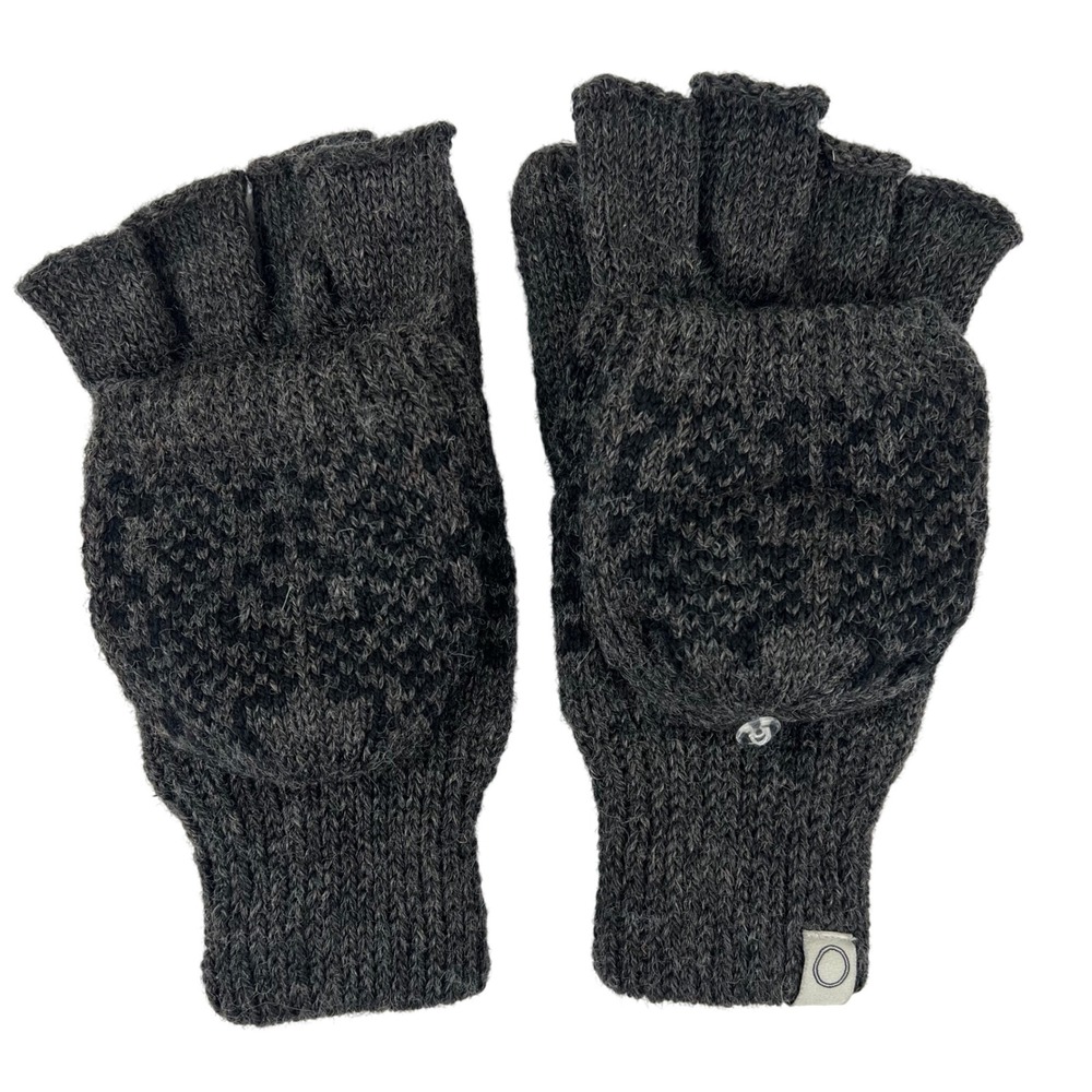 Susan Fosse Norway Wool Blend Convertible Fleece Lined Mittens Charcoal Grey